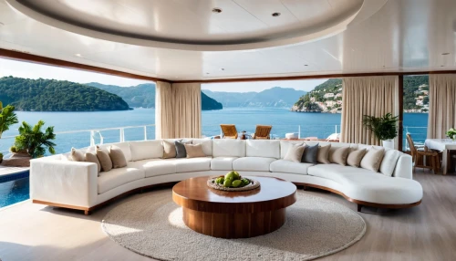 on a yacht,yacht exterior,yacht,yachting,luxury home interior,luxury,lefay,staterooms,houseboat,silversea,penthouses,luxury property,yachts,luxurious,superyacht,superyachts,oceanview,ocean view,interior modern design,modern living room,Photography,General,Realistic