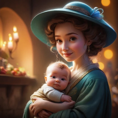 frigga,little girl and mother,maternal,heatherley,schierke,adaline,liesel,evangeline,merida,baby with mom,elsa,margaery,rosalyn,schierholtz,nanny,catelyn,mother,belle,merryweather,cosette,Conceptual Art,Fantasy,Fantasy 03