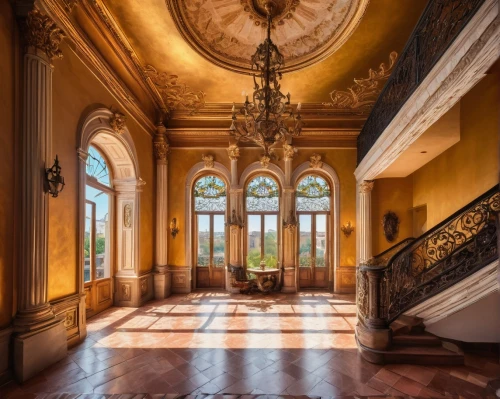 villa cortine palace,villa balbianello,mirogoj,entrance hall,ornate room,cochere,palladianism,foyer,outside staircase,villa d'este,hallway,entranceway,chateauesque,the threshold of the house,empty interior,luxury decay,villa balbiano,staircase,interior decor,royal interior,Conceptual Art,Oil color,Oil Color 19