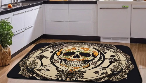 kitchen towel,boho skull,rug,day of the dead skeleton,rangoli,la calavera catrina,muertos,calaverita sugar,calavera,floral rangoli,sugar skull,la catrina,dia de los muertos,totenkopf,calaveras,modern decor,day of the dead paper,mandala art,floral skull,kitchen table,Photography,General,Realistic