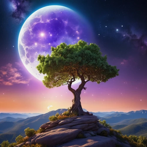 moon and star background,magic tree,purple moon,fantasy picture,tree of life,colorful tree of life,celtic tree,nature background,isolated tree,defend,wall,purple landscape,lone tree,flourishing tree,lilac tree,purple,landscape background,nature wallpaper,purple wallpaper,mother earth,Photography,General,Realistic