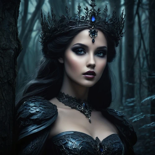 gothic woman,queen of the night,fairy queen,the enchantress,fairest,black queen,celtic queen,fantasy picture,sirenia,fantasy art,fantasy woman,gothic portrait,blue enchantress,enchantress,hecate,hekate,bardugo,dark angel,sorceress,faery,Conceptual Art,Fantasy,Fantasy 34