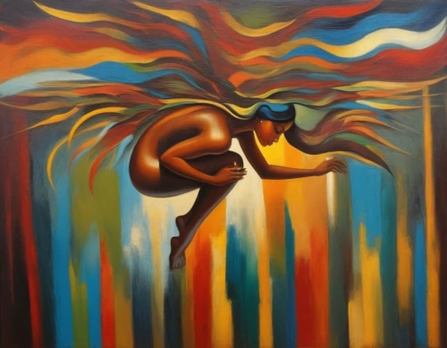 man with saxophone,sankofa,trumpet climber,capoeirista,saxophone playing man,dynamism,oil on canvas,trumpeter,indigenous painting,oil painting on canvas,mostovoy,climbing trumpet,trumpet of the swan,saxophonist,african art,expressionist,fluidity,trumpeting,shofar,sisyphus,Illustration,Realistic Fantasy,Realistic Fantasy 21