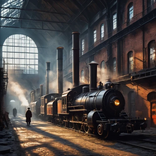 steam locomotives,stepney,hogwarts express,steam train,steam power,steam locomotive,steam engine,locomotive roundhouse,radcliffe,trainshed,steam,railways,enginemen,trainman,victoriana,steam special train,lbscr,diagon,railwayman,steam railway,Conceptual Art,Sci-Fi,Sci-Fi 23