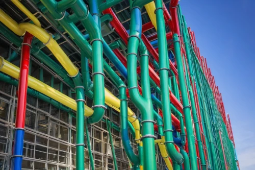 colorful facade,pompidou,multi storey car park,pipes,beaubourg,drainpipes,conduits,steel pipes,googleplex,pipework,multistoreyed,facade panels,steel scaffolding,metal cladding,water pipes,industrial tubes,parkade,glass facade,colorful glass,pipe work,Art,Classical Oil Painting,Classical Oil Painting 22