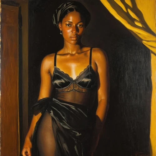 african american woman,thandie,black woman,oil on canvas,simonet,fischl,sade,african woman,oil painting,bazille,nightdress,currin,pettiford,sanyu,pinkard,manigault,black women,goudeau,phylicia,whitmore,Art,Classical Oil Painting,Classical Oil Painting 20