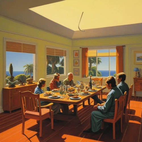 fischl,breakfast table,hopper,breakfast room,dining room,kitchen table,mcquarrie,sunfeast,dining table,dining,esalen,hockney,family dinner,vettriano,morning illusion,dining room table,bluemner,farrant,montalbano,mcquade,Conceptual Art,Sci-Fi,Sci-Fi 15