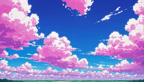 sky,summer sky,sky clouds,blooming field,clouds - sky,cloudstreet,skyscape,cloudlike,skies,the sky,glistening clouds,cielo,cloudmont,virtual landscape,blue sky clouds,epic sky,pink grass,kaleidoscape,clouds,cloudscape,Illustration,Japanese style,Japanese Style 05