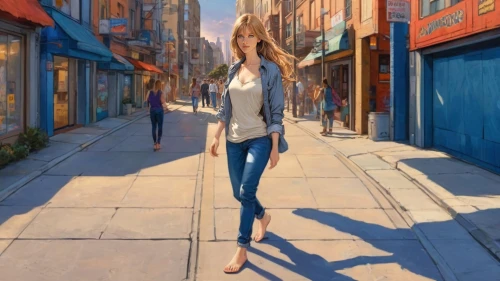 girl walking away,woman walking,world digital painting,digital painting,girl in a long,soho,pedestrian,jeans background,skinniest,standing walking,rotoscoped,blue painting,rotoscope,alley,jasinski,poise,a pedestrian,rotoscoping,photo painting,donsky
