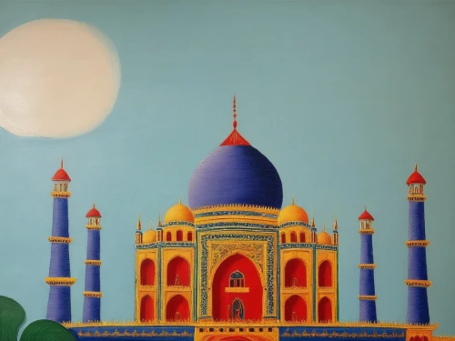 tajmahal,taj,shahjahan,mosques,basil's cathedral,indian art,taj machal,gumbaz,khorramshahi,khokhloma painting,grand mosque,gumbad,bikaner,orientalist,safdarjung,agra,hyderabadi,gurdwaras,gangetic,barjatya,Illustration,Retro,Retro 26