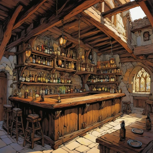 apothecary,tavern,inglenook,liquor bar,brandy shop,barkeeper,alehouses,wine bar,barkeep,taverns,innkeeper,apothecaries,wine tavern,barmaid,taverne,bar,pub,cellar,hogshead,scriptorium,Conceptual Art,Fantasy,Fantasy 08