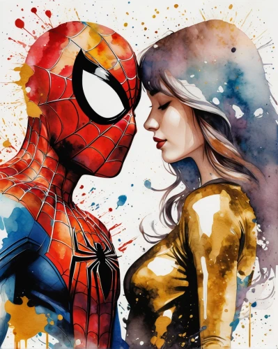 supercouple,supercouples,witharanage,romita,superheroines,marvel comics,asm,spiderman,marvel,spidey,web,narvel,comic characters,derman,webbed,aranesp,superhero background,seana,superheroes,face painting,Illustration,Paper based,Paper Based 07