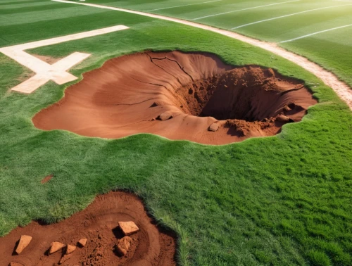 sinkhole,sinkholes,devil's golf course,divot,fieldturf,golf course background,krafla volcano,football field,bear footprint,golf hole,volcanic crater,turfgrass,scablands,extinct volcano,baseball field,intercrater,levanduľové field,earthworks,turf,soccer field,Photography,General,Realistic