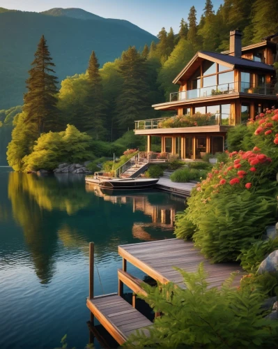 house with lake,house by the water,summer cottage,beautiful lake,idyllic,the cabin in the mountains,house in the mountains,house in mountains,beautiful landscape,home landscape,alpine lake,forest lake,lake view,mountain lake,beautiful home,mountainlake,lake shore,landscape background,tranquility,nature landscape,Illustration,Paper based,Paper Based 06