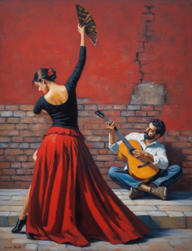 flamenca,flamenco,fado,pasodoble,argentinian tango,habanera,contradanza,piazzolla,jarocho,woman playing,serenata,mostovoy,troubadors,gitanos,milonga,tango argentino,woman playing violin,tarantella,violito,bailar,Art,Artistic Painting,Artistic Painting 04