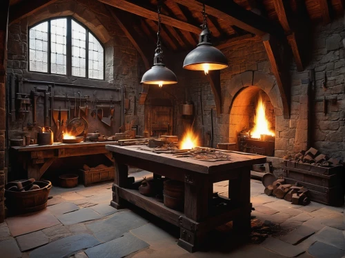 blacksmiths,blacksmithing,blacksmith,ironmaking,fireplaces,candlemaker,inglenook,scriptorium,fireplace,tinsmith,smithing,cauldrons,ironworking,hogsmeade,stonemasonry,castle iron market,forge,potter's wheel,potions,glassmaker,Illustration,Paper based,Paper Based 10