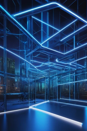 electroluminescent,glass wall,flavin,lightsquared,glass facade,glass blocks,tron,blue room,light space,plexiglas,qube,water cube,blue light,nightclub,plexiglass,fesci,oleds,hypercube,glass building,electroluminescence,Art,Artistic Painting,Artistic Painting 08