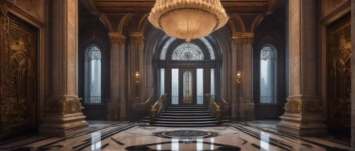 gringotts,entrance hall,marble palace,enfilade,hall of the fallen,hallway,foyer,royal interior,ornate room,corridors,europe palace,floor fountain,corridor,the threshold of the house,empty interior,marble pattern,cochere,borromini,staircase,lobby,Illustration,Abstract Fantasy,Abstract Fantasy 04