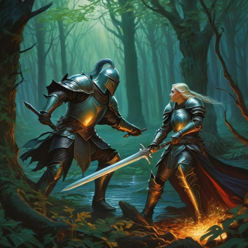 glorfindel,dragonlance,drizzt,nargothrond,swordfight,malazan,elendil,game illustration,finrod,aegon,knighthoods,swordfighting,fantasy picture,knighting,swordsmen,heroic fantasy,broadswords,northmen,warders,beleriand,Illustration,Realistic Fantasy,Realistic Fantasy 03