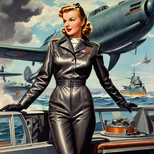 radebaugh,superfortress,earhart,aviatrix,supermarine,yachtswoman,atomic age,pin ups,stewardess,stratocruiser,retro women,bombshells,servicewoman,whitmore,lockheed,retro pin up girl,tretchikoff,retro woman,seafire,usn,Illustration,Retro,Retro 12