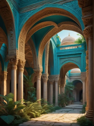 alhambra,arcaded,chhatris,archways,theed,arches,caravanserais,caravanserai,water palace,persian architecture,colonnades,dorne,glyptotek,kashan,caravansary,umayyad palace,medinah,arcades,andalus,la kasbah,Illustration,Black and White,Black and White 10