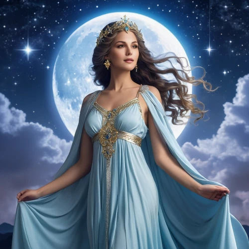 selene,blue moon rose,queen of the night,fantasy picture,celtic woman,inanna,margaery,amphitrite,horoscope libra,etheria,margairaz,fantasy woman,frigga,goddess of justice,zodiac sign libra,hecate,sigyn,mythologically,blue enchantress,megara,Photography,General,Realistic