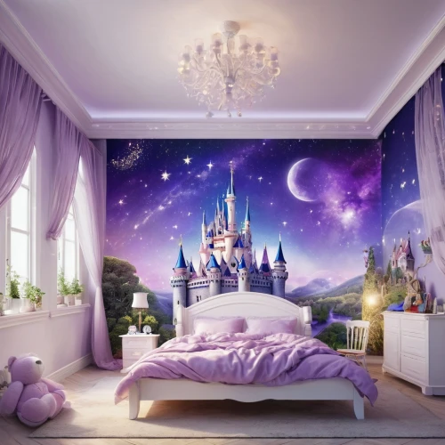 the little girl's room,sleeping room,children's bedroom,baby room,fairy galaxy,nursery decoration,kids room,fairy tale castle,fairyland,great room,fairy tale,dream world,dreamhouse,sleeping beauty castle,fairytales,unicorn background,dreamland,wall decoration,bedding,fairytale,Photography,General,Natural