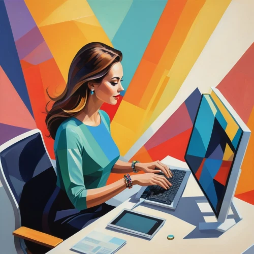 wpap,girl at the computer,women in technology,iconographer,adobe illustrator,illustrator,freelance,vector illustration,blur office background,vector graphics,working space,imacs,world digital painting,rosenquist,blogger icon,workspaces,web designing,woman sitting,computer graphic,freelancer,Illustration,Vector,Vector 07