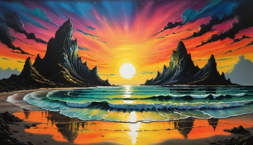 senja,aura,samudra,samuil,tidal wave,sun,mirror of souls,auroral,futuristic landscape,lava lamp,sunchaser,oil painting on canvas,ozma,dmt,sundancer,dreamscape,solario,prog,samsara,rift,Illustration,Paper based,Paper Based 26