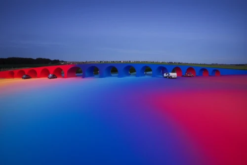 blue red ground,lightpainting,infinity swimming pool,rainbow bridge,light art,light painting,inflatable pool,virtual landscape,volumetric,turrell,white blue red,color fields,light paint,tubular anemone,abstract rainbow,ladyland,colorful light,colorful water,light drawing,color table,Photography,Artistic Photography,Artistic Photography 10