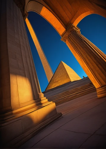 archly,pointed arch,jefferson monument,columns,arches,doric columns,arch,three centered arch,neoclassical,archways,pillars,archway,polarizer,structure silhouette,half arch,columned,arc de triomphe,bridge arch,tilt shift,griffith observatory,Illustration,Abstract Fantasy,Abstract Fantasy 22