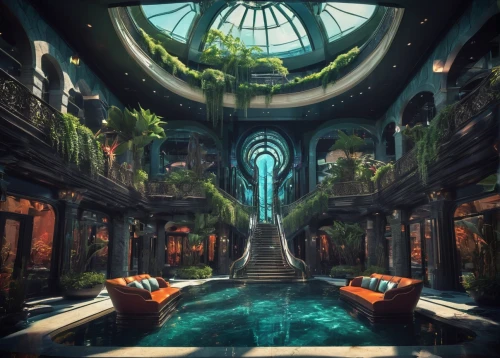 atlantis,aqua studio,sanctum,labyrinthian,amazonica,atlantean,underwater oasis,bioshock,lagoon,baoli,paradisus,lair,aquarium,shambhala,citadels,oasis,diamond lagoon,atlantik,futuristic landscape,imperial shores,Illustration,Realistic Fantasy,Realistic Fantasy 47