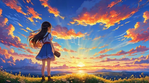 sky,summer sky,cielo,garrison,sun,tohru,sunburst background,bright sun,colorful background,beautiful wallpaper,clannad,monogatari,autumn sky,summer background,heavenward,kizu,creative background,wakanohana,landscape background,sky rose,Illustration,Japanese style,Japanese Style 05