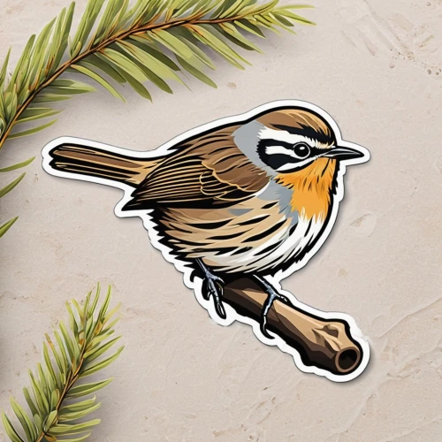 chestnut-backed chickadee,bird illustration,treepies,common firecrest,passer domesticus,dotterels,yellow winter finch,whitelocke,bird robin,bird drawing,firecrest,christmas stickers,emberiza,sparrow bird,parrotbill,bird png,thornbills,nature bird,bird on branch,cisticola,Unique,Design,Sticker