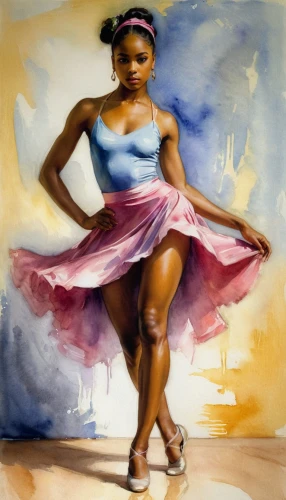 danseuse,ballerina girl,ballet tutu,ballet dancer,dancer,watercolor pin up,dance with canvases,little girl twirling,ethnic dancer,flamenca,ballerina,african woman,girl ballet,pin-up girl,contemporaneo,african art,terpsichore,balletto,flamenco,dansereau,Art,Classical Oil Painting,Classical Oil Painting 20