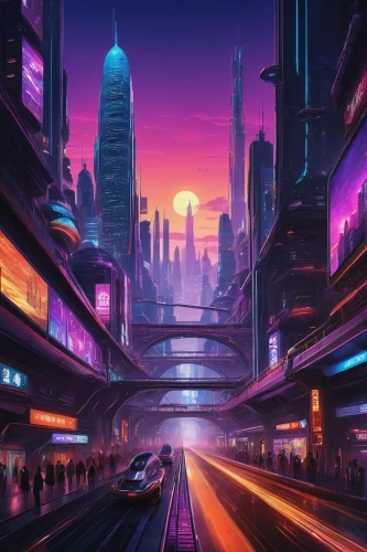 cybercity,futuristic landscape,metropolis,cityscape,cyberpunk,cybertown,futuristic,colorful city,fantasy city,synth,cyberia,tokyo city,cyberport,cyberscene,coruscant,guangzhou,shanghai,polara,city at night,cityzen,Illustration,Retro,Retro 04