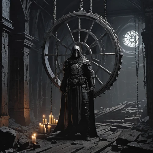 tock,torquemada,ship's wheel,inquisition,scythe,vecna,clockwatchers,auditore,cog wheel,lacrimosa,hall of the fallen,harnam,patriarch,conjurer,executioner,dishonored,warden,wallachia,beheshti,acolyte,Conceptual Art,Fantasy,Fantasy 33