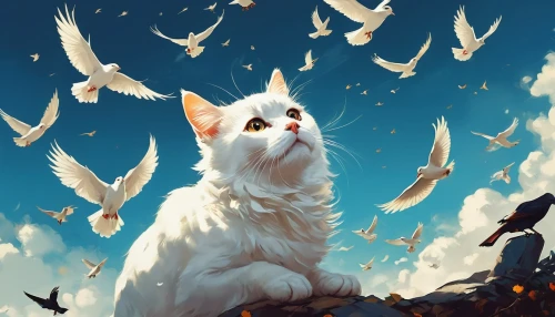 skyclan,white cat,windclan,ravenpaw,cat with eagle eyes,thunderclan,magpie cat,starclan,morgana,cat vector,riverclan,catterns,kittelsen,korin,snowbell,kitka,miqati,cathala,cat sparrow,mmogs,Conceptual Art,Fantasy,Fantasy 06