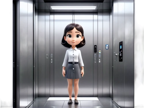 nanako,elevator,alita,character animation,animotion,idealizes,levator,amination,cheburashka,film character,pitchwoman,kuchel,yumei,animator,blur office background,cute cartoon character,locker,azusa nakano k-on,room door,elastigirl,Unique,3D,3D Character