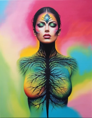 neon body painting,bodypainting,body painting,bodypaint,body art,heart chakra,rankin,lymphatic,biophilia,vibrantly,female body,paschke,earth chakra,colour pencils,matangi,vibrancy,colored pencils,psychedelic,vinoodh,supernature,Illustration,Paper based,Paper Based 09