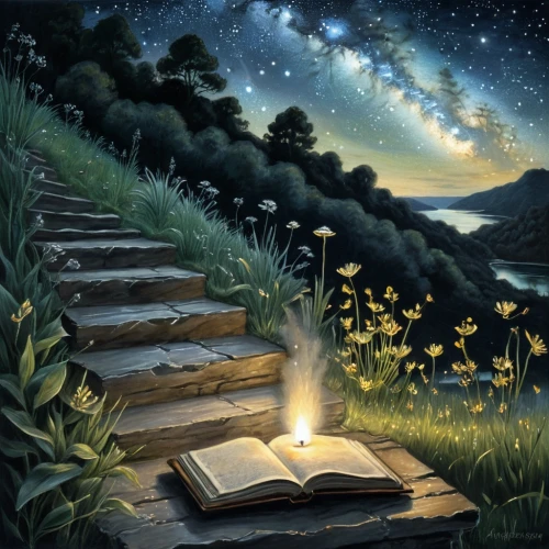 storybook,magic book,book wallpaper,fireflies,starry night,fantasy picture,magical,turn the page,lectura,spellbook,sci fiction illustration,sogni,read a book,chalk drawing,open book,magical adventure,starbright,storybooks,dream art,starlit,Illustration,Black and White,Black and White 23