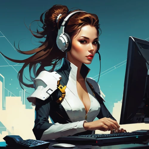 girl at the computer,game illustration,telephone operator,desktops,secretarial,fractal design,women in technology,switchboard operator,sprint woman,programadora,coder,stardock,office worker,cyberangels,night administrator,work from home,desktop support,receptionist,secretaria,blur office background,Conceptual Art,Fantasy,Fantasy 06