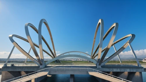 cable-stayed bridge,steel sculpture,calatrava,heatherwick,spaceframe,united propeller,danube bridge,angel bridge,lapuente,anzac bridge,puentes,public art,zakim,propeller,yvr,bridge - building structure,puente,malopolska breakthrough vistula,futuristic architecture,steel construction,Photography,General,Realistic