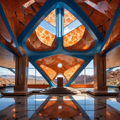 arcosanti,kaleidoscape,ufo interior,dymaxion,glass pyramid,honeycomb structure,kaleidoscope,futuristic art museum,earthship,futuristic architecture,mirror house,kaleidoscopes,acoma,spaceship interior,kaleidoscope art,paranal,sky space concept,hasinai,cubic house,hexagonal,Photography,General,Realistic