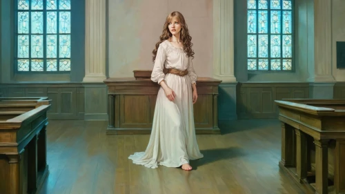 heatherley,church painting,donsky,mcnaughton,girl in a long dress,margaery,clergywoman,a floor-length dress,leighton,mcquarrie,ecclesiastic,gothic portrait,portrait of christi,ceremonials,noblewoman,farrant,girl in a long,wedding dress,mikimoto,wedding gown