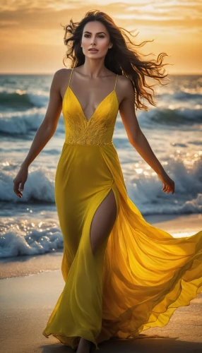 yellow jumpsuit,celtic woman,yellow,girl in a long dress,sprint woman,flamenca,golden sands,golden yellow,passion photography,girl on the dune,yellow color,beach background,the wind from the sea,golden light,yellow skin,yellow orange,golden color,fusion photography,yellow petal,nicodemou,Photography,General,Fantasy