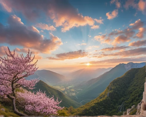 apricot blossom,blossom tree,cherry blossom tree,the valley of flowers,mountain sunrise,mountain landscape,mountain flower,beautiful japan,beautiful landscape,mountainous landscape,mountain flowers,japanese cherry blossoms,south korea,spring blossom,japanese alps,japan landscape,huangshan mountains,nature wallpaper,japanese cherry blossom,japanese mountains,Photography,General,Natural