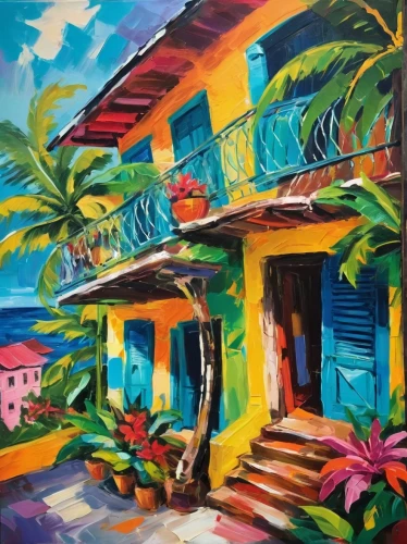 nicaraguan cordoba,nicaraguan,casitas,palmilla,zihuatanejo,guadelupe,hacienda,aracataca,cabarete,guadeloupe,vallarta,palapa,nicarico,oracabessa,guadeloupean,fauvism,fauvist,casa,nicaraguans,tropical house,Conceptual Art,Oil color,Oil Color 20