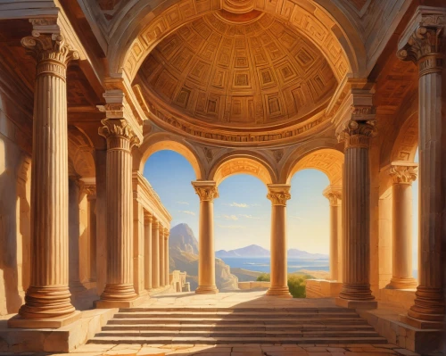 ephesus,greek temple,celsus library,capitolium,petra,zappeion,pillars,archly,vittoriano,theed,pantheon,peristyle,neoclassical,neoclassicism,artena,apolloni,pergamon,columns,assisi,cochere,Art,Classical Oil Painting,Classical Oil Painting 08