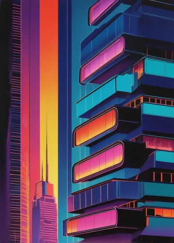 cityscape,cybercity,colorful city,80's design,polara,ctbuh,makati,skyscrapers,metropolis,hypermodern,synth,cyberpunk,abstract retro,skyscraper,sedensky,highrises,cybertown,futuristic,high rises,retro background,Conceptual Art,Daily,Daily 16